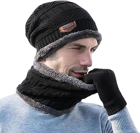 Head & Neck Cap Beanies Combo – Woolen Winter Beanie Cap With Neck