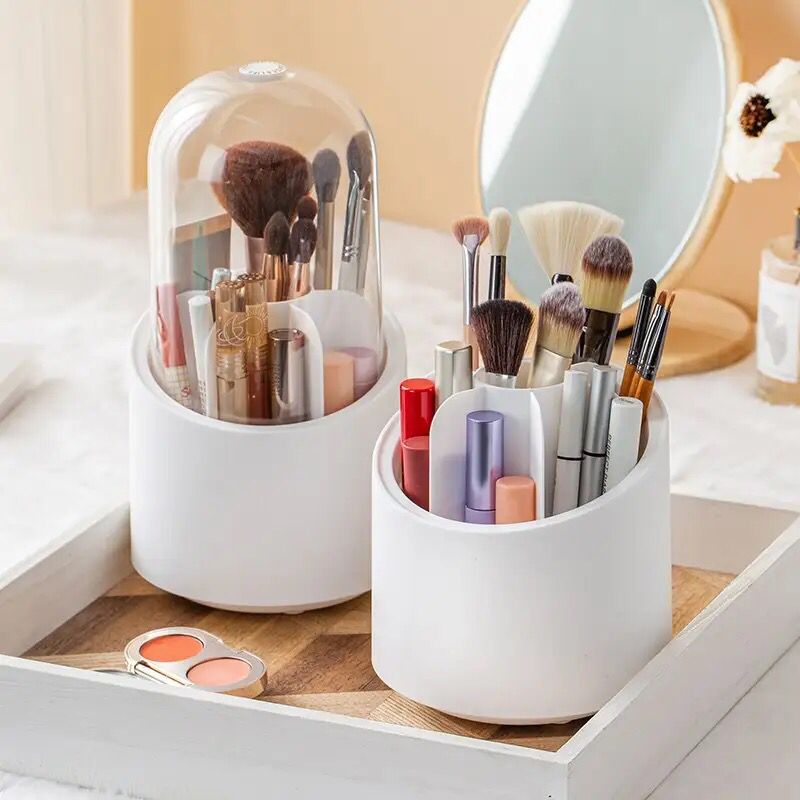 Brush Container Makeup Brush Holder Dust-proof Rotating Plastic Lipstick